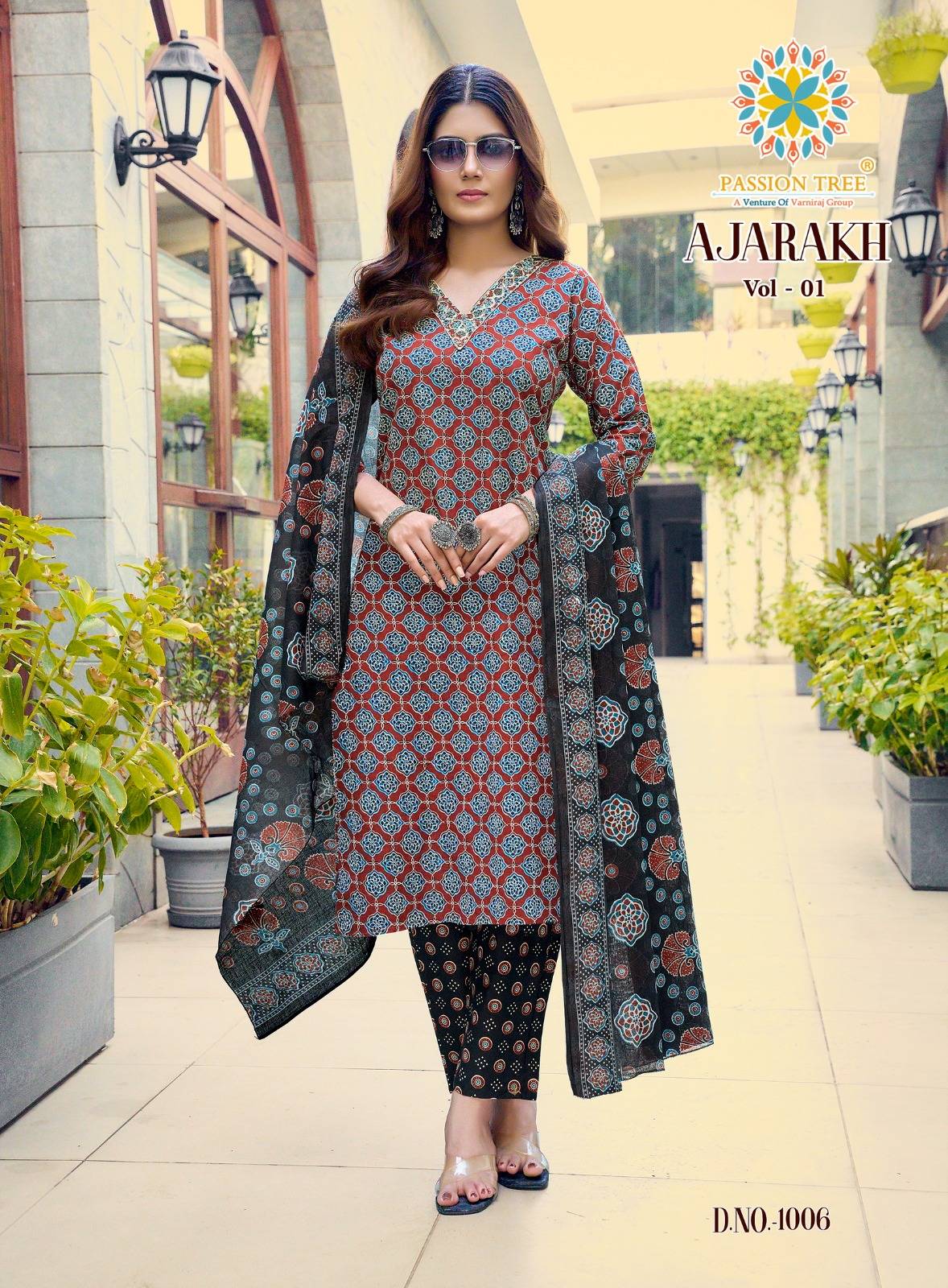  AJARAKH VOL-1 By PASSION TREE 1001 To 1008 Series Beautiful Festive Suits Colourful Stylish Heavy Heavy Cotton readymade dresses At Wholesale Price